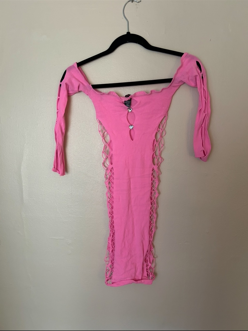Hot Pink Cutout Bodycon Dress with Heart Detail